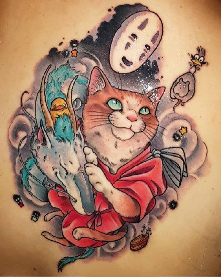 日式格调的一组淘气猫纹身作品赏析