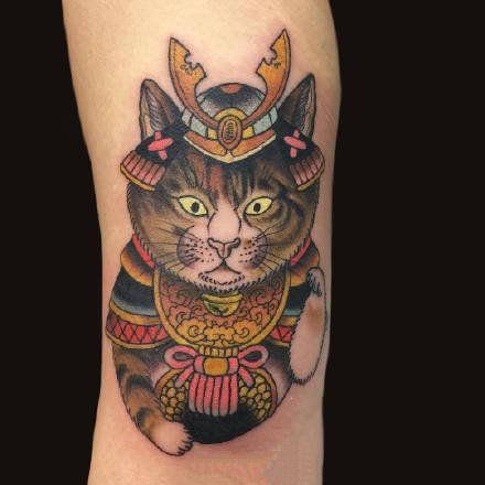 日式格调的一组淘气猫纹身作品赏析