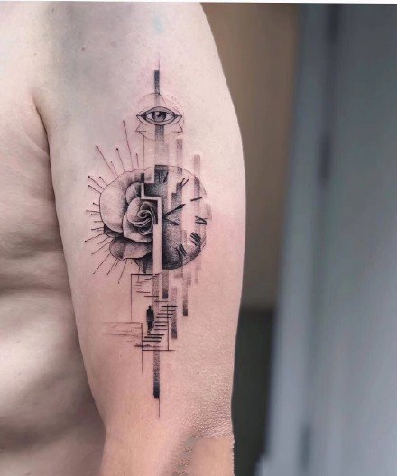 手臂上创意感十足的黑灰纹身作品9张