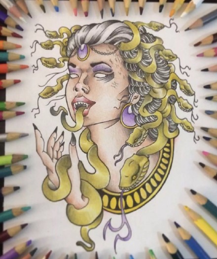 27张关于女郎的黑灰创意手稿图案