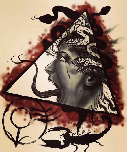 27张关于女郎的黑灰创意手稿图案