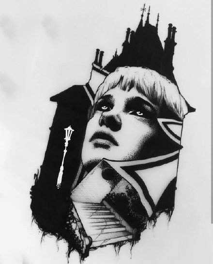 27张关于女郎的黑灰创意手稿图案