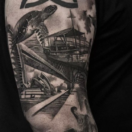 9张欧美风格的黑灰写实纹身图案作品