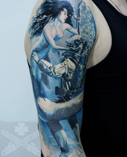 一组美人鱼的纹身作品图片欣赏