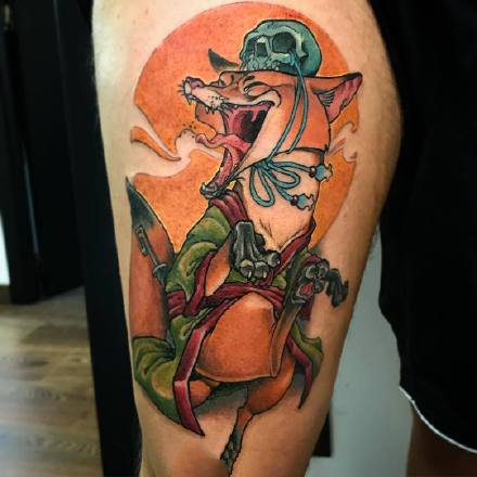 一组日式风格的传统老鼠纹身图案