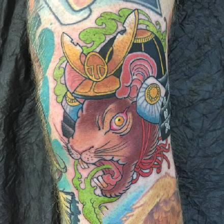 一组日式风格的传统老鼠纹身图案