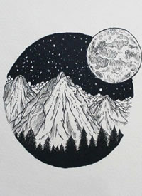 27张黑色的几何风景纹身手稿素材