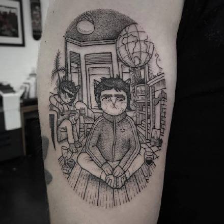 很有创意的一组趣味黑灰插画纹身图