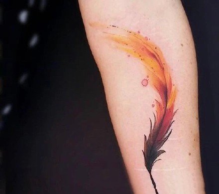 羽毛刺青：16张很漂亮的小清新羽毛纹身图案