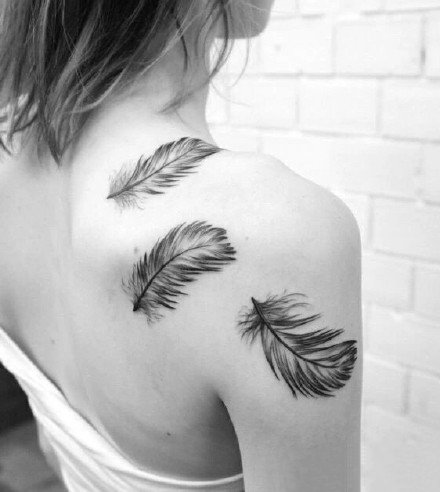 羽毛刺青：16张很漂亮的小清新羽毛纹身图案