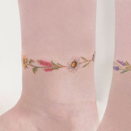 19张好看的手臂小清新简约花朵纹身图案