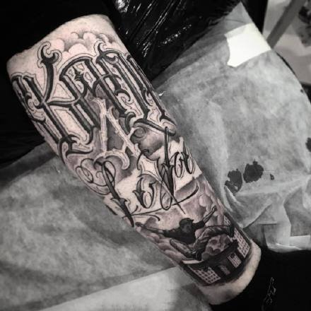 霸气的一组黑色男士花体字纹身图案赏析