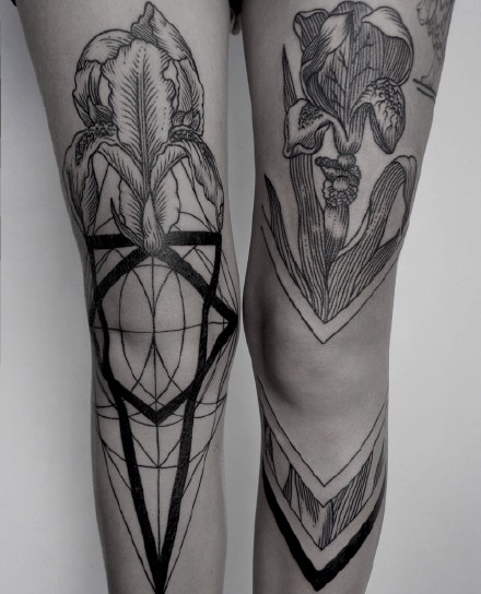 张线条组成的个性几何图形纹身图案