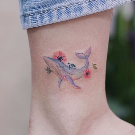 45张适合女生的小清新小彩色纹身图案