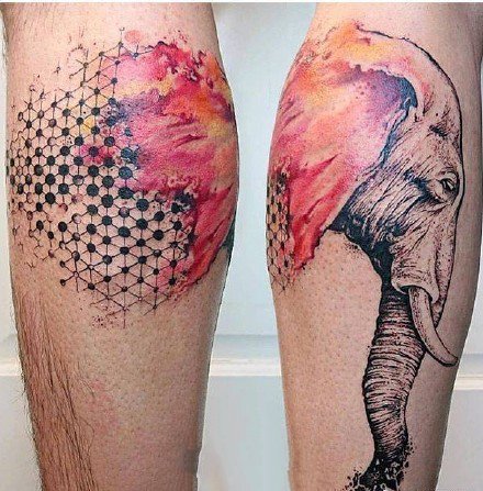 关于大象的一组象纹身图案9张