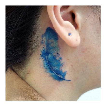 一组羽毛题材的水彩羽毛纹身图案9张