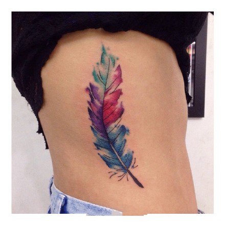 一组羽毛题材的水彩羽毛纹身图案9张