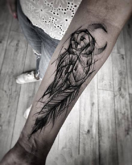 创意暗黑灰素描线条风格的小纹身图案