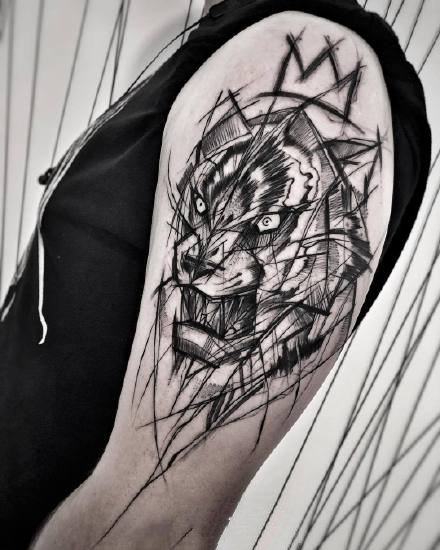 创意暗黑灰素描线条风格的小纹身图案