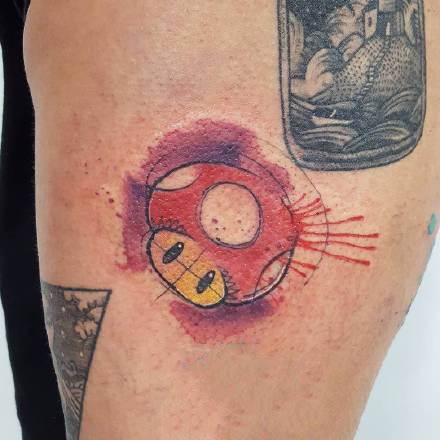 可爱的一组卡哇伊水彩风格卡通纹身图