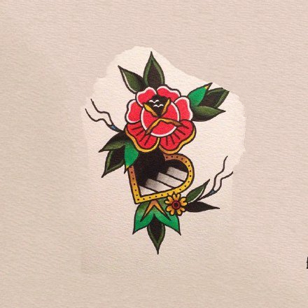 一组oldschool风格的花朵纹身图案手稿