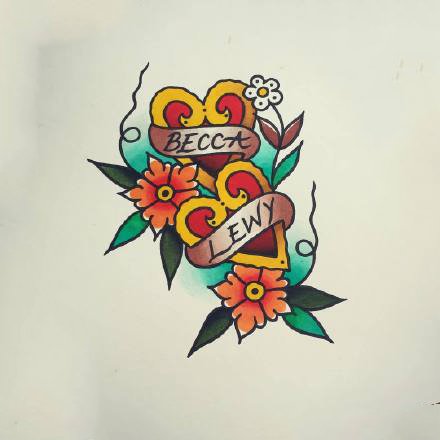 一组oldschool风格的花朵纹身图案手稿