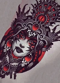 红色调的一组欧美女郎纹身手稿缩略频道推荐图