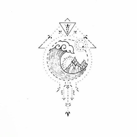 适合小臂的几何线条小清新纹身手稿