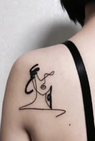 抽象风格的一组人物线条纹身图片