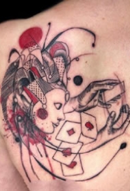 个性扑克：很有个性的一组彩色扑克纹身图片