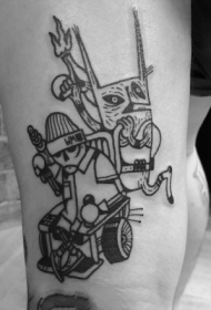 山猫纹身：创意的一组黑灰山猫纹身图片