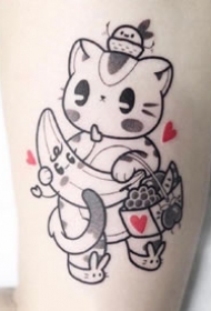 很可爱的一组带爱心的卡通小动物纹身图片