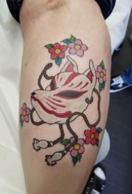 狐狸面具纹身：日式风格狐狸面具纹身图案9张