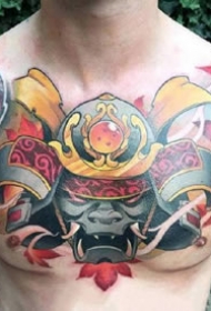 一组彩色的各种花胸纹身图片9张