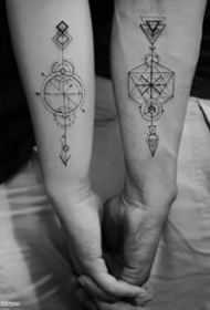 线条几何：适合小手臂的简约小清新几何线条纹身图案