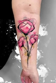 纹在小臂上很好看的一组水彩风格的纹身图案