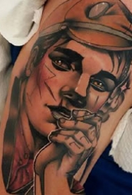 new school风格的一组男性人像纹身图案