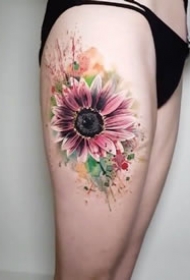适合女生的一组很漂亮的小清新向日葵纹身图缩略频道推荐图