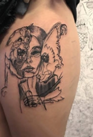 线条重叠的一组个性双生线条纹身图案