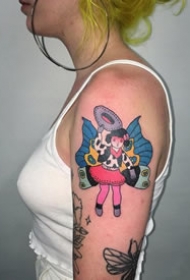 oldschool涂鸦风格的一组彩色小纹身图片