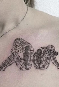 简约漂亮的一组线条组成的纹身图案