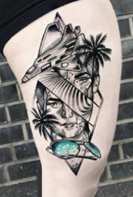 超个性的一组9张黑灰点刺纹身图片