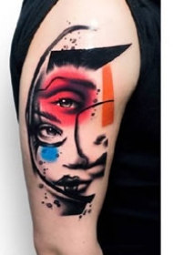 水墨风格的个性彩色小纹身图案作品9张