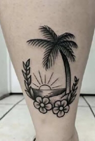 黑灰oldschool风格的一组骷髅等小纹身图片