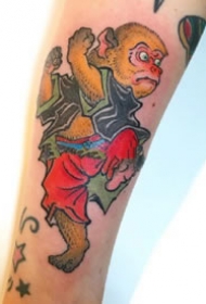 日式传统的的一组小彩色文化纹身图片