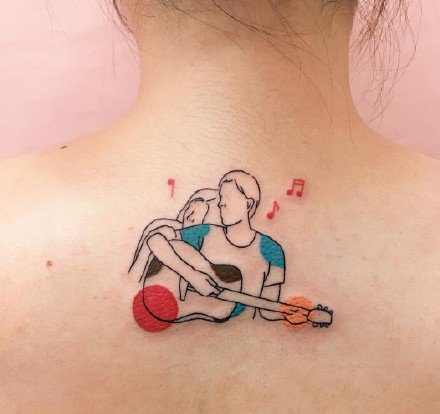 极简主义风格的一组小清新彩色纹身