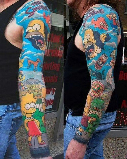 漂亮的一组卡通大花臂纹身图案