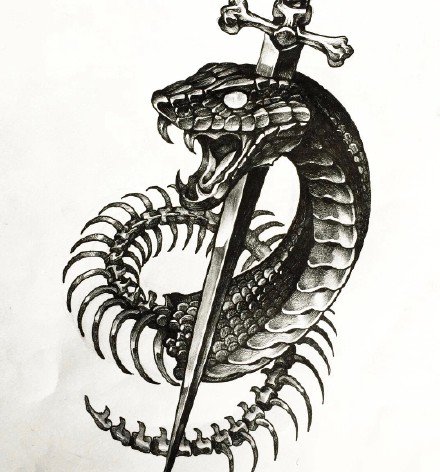 一组金属质感的创意纹身手稿素材