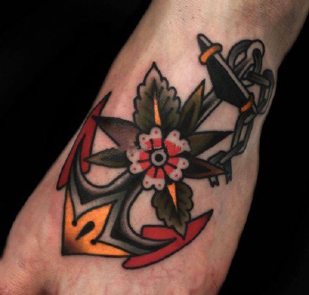 old school风格的一组船锚纹身图案