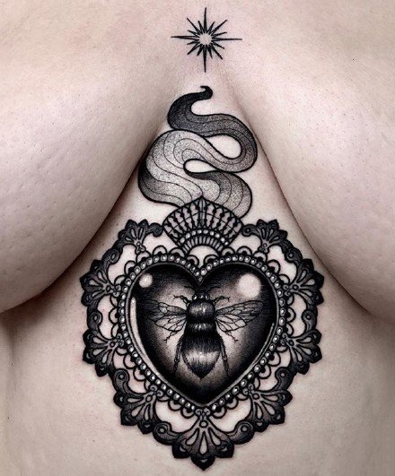 一组暗黑色的日月纹身设计图案欣赏